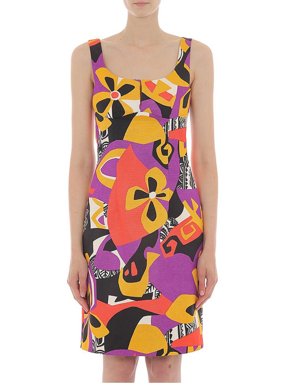 Moschino Bold Floral Print Mini Dress - Yellow, Purple & Black